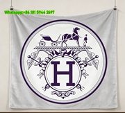 Hermès Circular H Logo Horse Carriage Flannel Throw Blanket IMG_5105